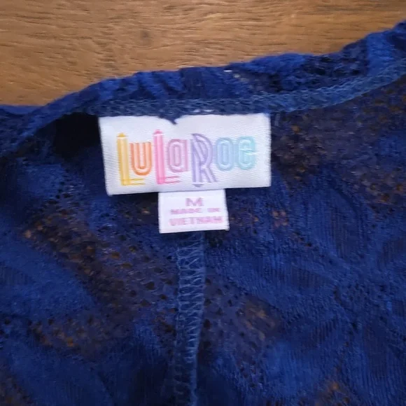 Lularoe Blue Floral Lace Kimono Size Medium - Picture 5 of 10